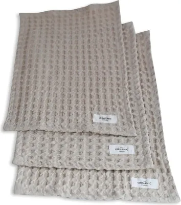 Полотенце кухонное The Organic Company Big Waffle, хлопок, 40×25 см, бежевое