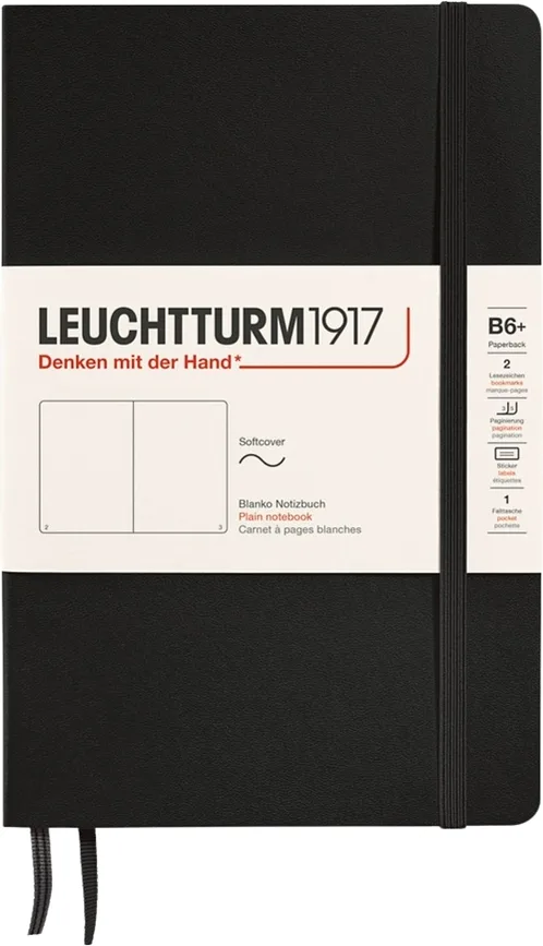 Блокнот Leuchtturm 1917, w miekkiej oprawie + 123 strony, A5, чёрный