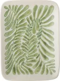 Блюдо сервировочное Bloomingville Fauni, прямоугольное, каменная керамика, 11,5×15 см, зелёное — фото 1