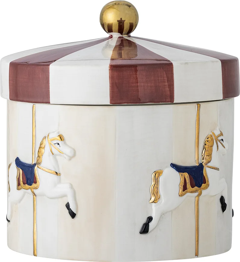 Банка для хранения Bloomingville Merry Go Round, 1880 мл, каменная керамика, красная