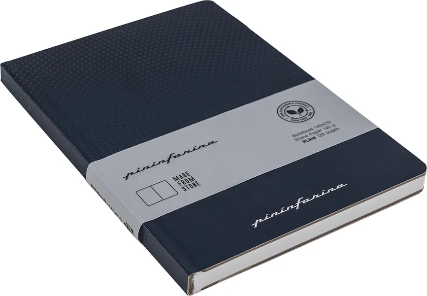 Блокнот Pininfarina Segno, w twardej oprawie z kamiennego papieru wodoodporny Pininfarina Hard 128 stron, A5, синий