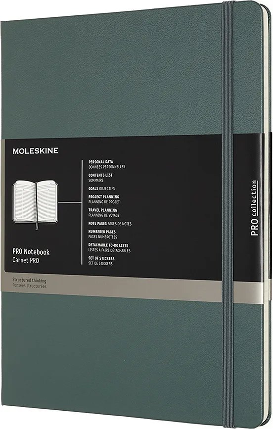 Блокнот Moleskine, XL 192 strony, B5, в линейку, зелёный