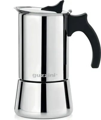 Гейзерная кофеварка Guzzini, Moka, нержавеющая сталь, серебристая