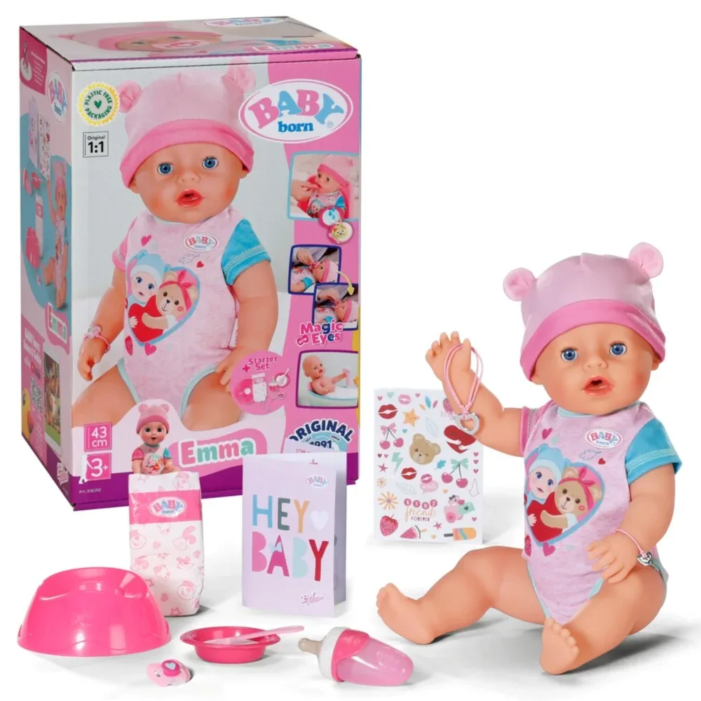 Zapf Creation BABY born - Интерактивная кукла Emma 43 см + аксессуары 836392