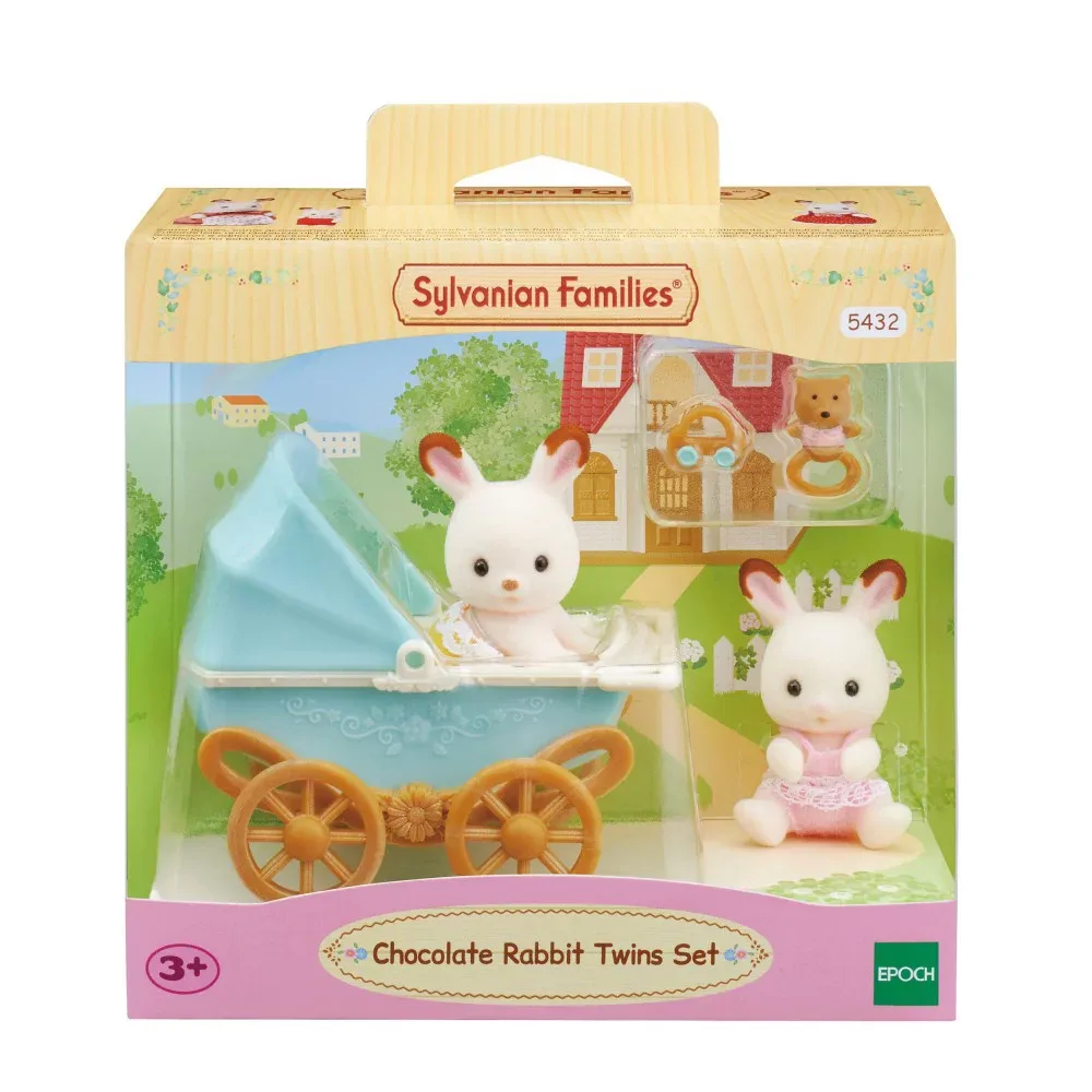 Epoch Sylvanian Families - Набор с близнецами кроликов с шоколадными ушками (детская коляска) 5432