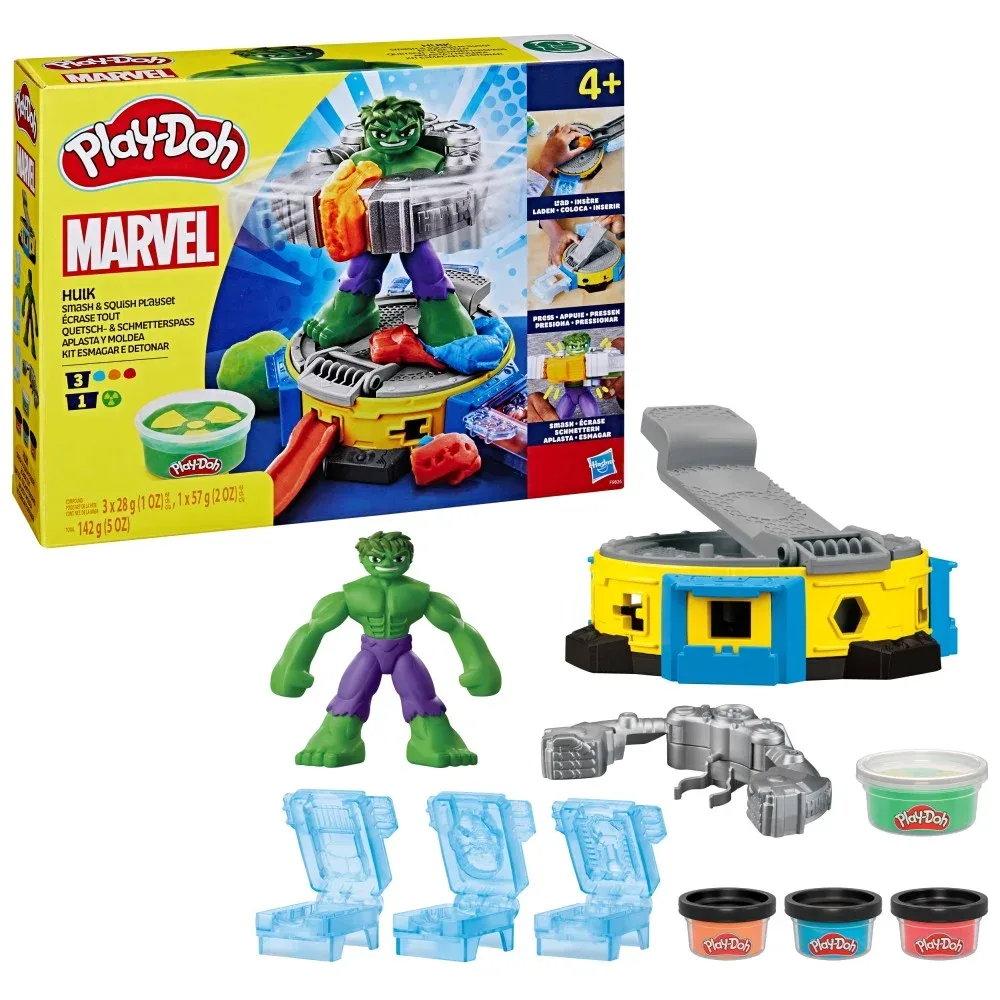 Hasbro Play-Doh x Marvel - Тесто для лепки Халк Smash & Squish + фигурка + аксессуары F9826
