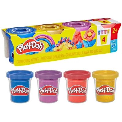 Hasbro Play-Doh - Ciastolina Блестящие цвета 4-ПАК Дополнительные тюбики G1737