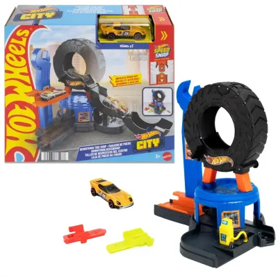 Mattel Игровой набор Hot Wheels Автомастерская-колесо с машинкой JHL75