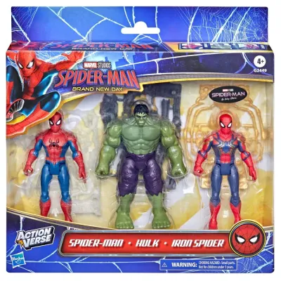 Hasbro Набор фигурок Человек-паук, Халк и Железный паук 11,5 см ActionVerse G2449