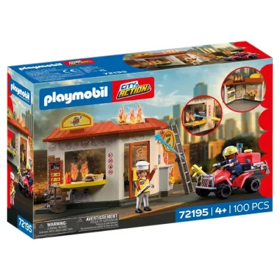 Playmobil City Action — квадроцикл пожарных и киоск с бургерами 72195