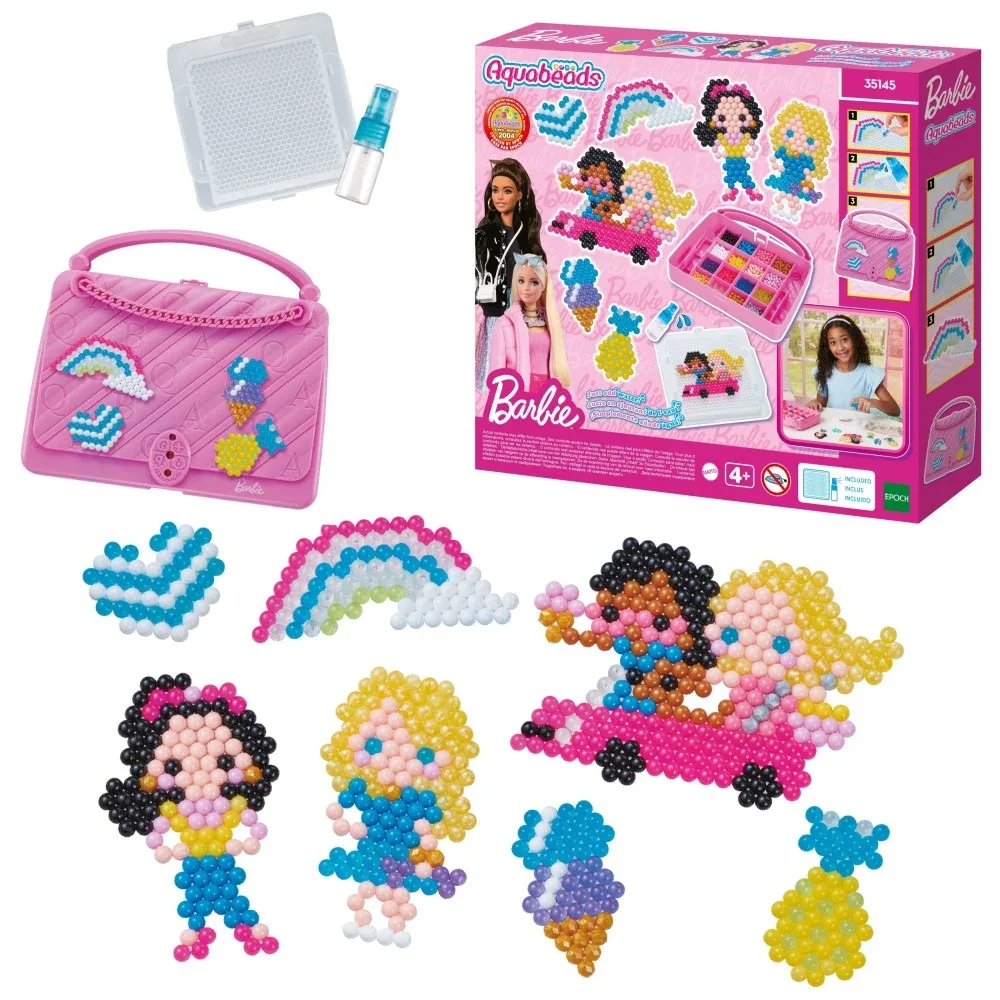 Epoch AQUABEADS — творческий чемоданчик Barbie, 750 бусин с аксессуарами 35145