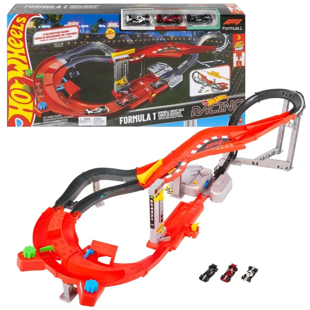 Mattel Hot Wheels — Трек Формула-1 «Гонка на подъёме» с 3 болидами JMC90
