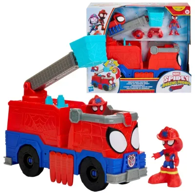 Hasbro Spidey and His Amazing Friends — пожарная машина Rescue-Webs со звуком, фигурка и аксессуары G1992