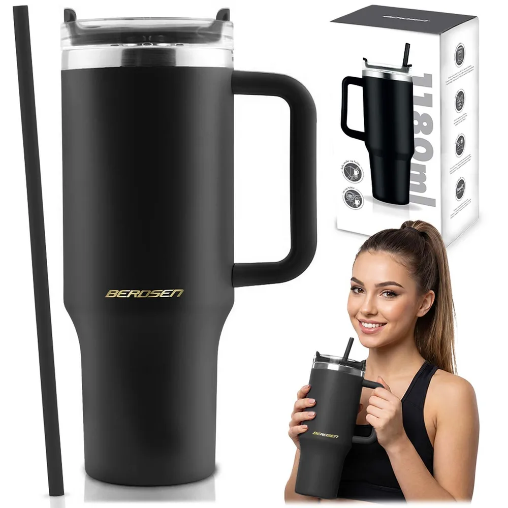 Термокружка Berdsen с трубочкой 1180 мл из нержавеющей стали