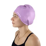 Indigo Sports Шапочка для плавания INDIGO XL силиконовая для длинных волос, Фиолетовый — фото 3