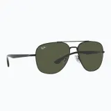 Солнцезащитные очки Ray-Ban RB3683, чёрные, зелёные линзы — фото 1