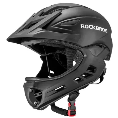Шлем велосипедный детский Rockbros TT-018-BK полнолицевой с отстегивающейся защитой подбородка