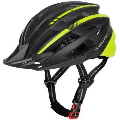 Шлем велосипедный Wozinsky MTB HT-28VCL с фонарём USB и съёмным козырьком