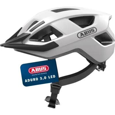 Шлем велосипедный городской Abus Aduro 3.0 LED белый полярный