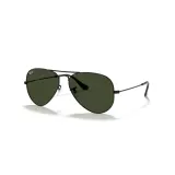 Солнцезащитные очки Ray-Ban Aviator Classic чёрные, зелёные линзы — фото 1