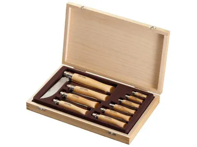 Opinel Набор складных ножей из нержавеющей стали в деревянном ящике, 10 шт, No.02-12
