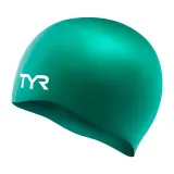 Шапочка для плавания силиконовая TYR Wrinkle-Free, зелёная — фото 1