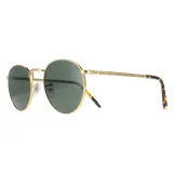 Солнцезащитные очки Ray-Ban New Round золотисто-зелёные — фото 2