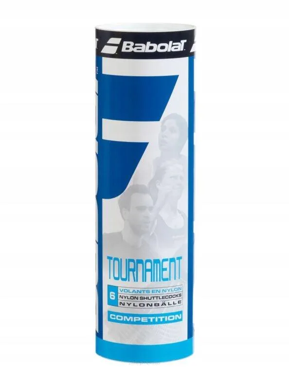 Воланы нейлоновые Babolat Tournament, 6 штук, белые, быстрые