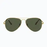 Солнцезащитные очки Ray-Ban Aviator Metal II золотистые с зелёными линзами — фото 2
