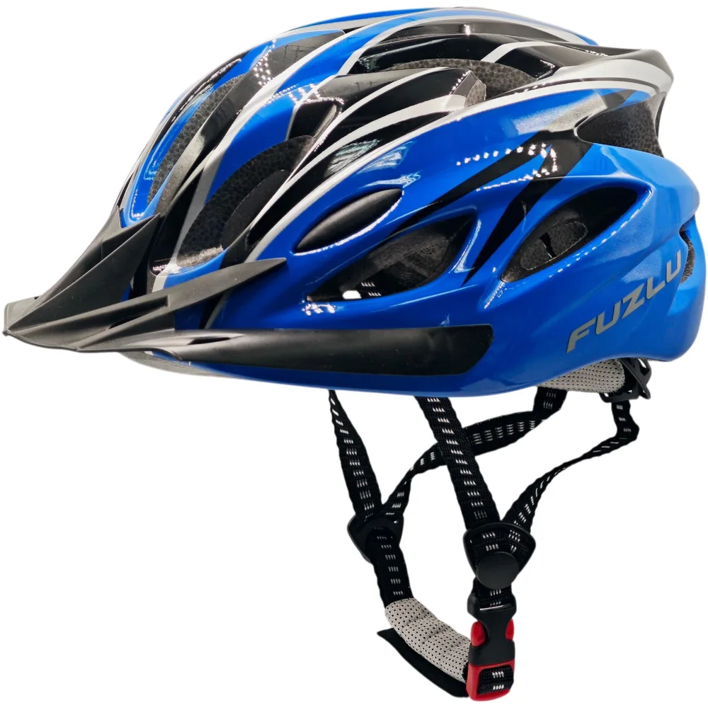 Fuzlu Bikes Шлем велосипедный FUZLU Warrior JBHM01 чёрно-синий глянцевый