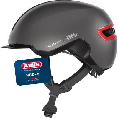 Велосипедный шлем Abus Hud-Y тёмно-серый, 51-55 cm, Тёмно-серый