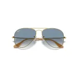 Солнцезащитные очки Ray-Ban Aviator Classic золотистые с голубыми линзами — фото 5