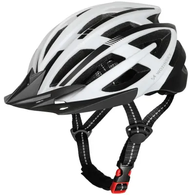 Шлем велосипедный Wozinsky MTB с USB-фонарём, M 54-57 см, бело-чёрный
