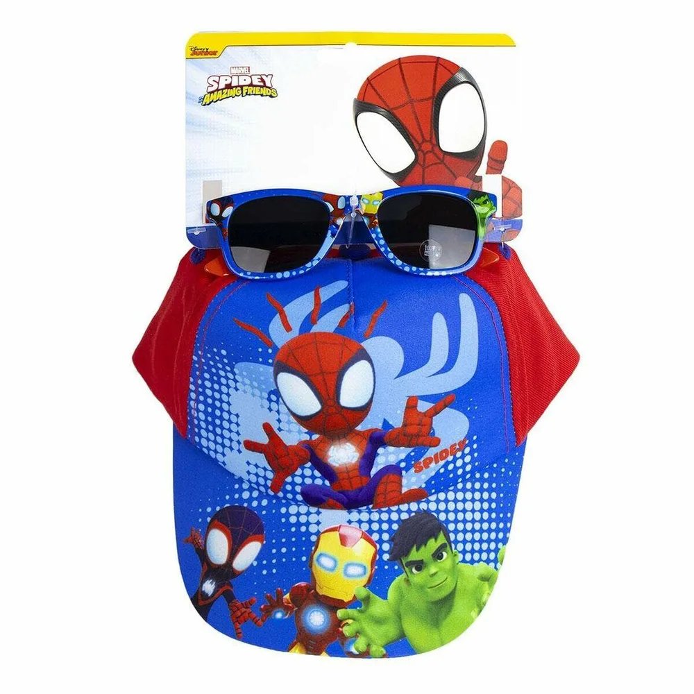 Spidey And His Amazing Friends Очки солнцезащитные детские Spidey синие, комплект со шляпой