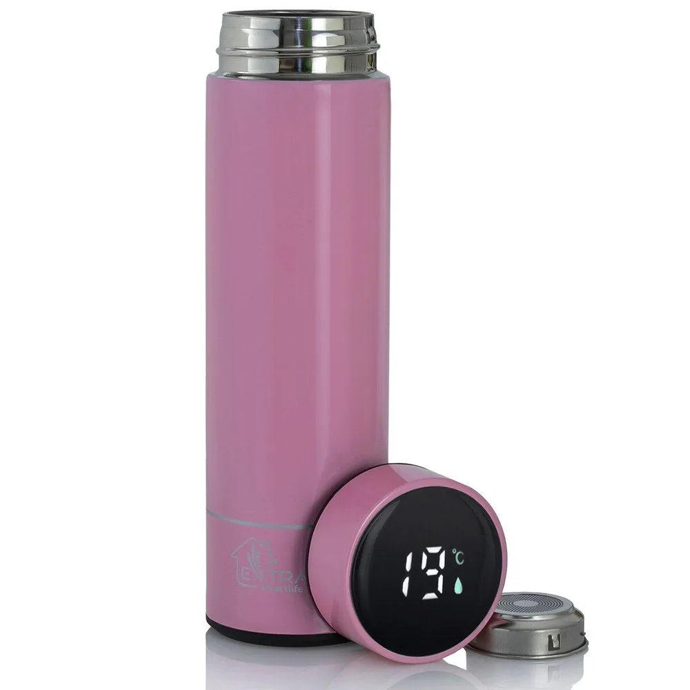 Термокружка с LED-дисплеем Extralink Smart Travel Mug, розовая