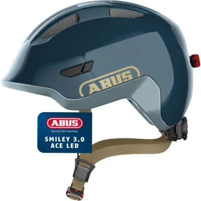Детский велосипедный шлем ABUS Smiley 3.0 Ace LED синий 50-55 см