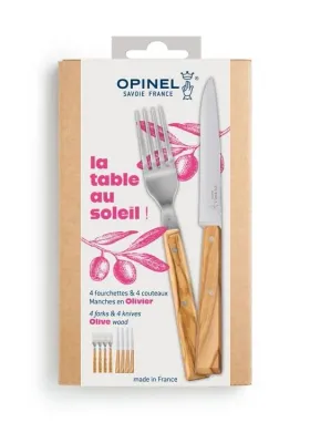 Набор ножей и вилок Opinel Olive Wood, 4+4 предмета