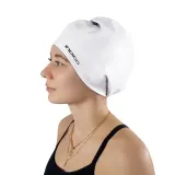 Indigo Sports Шапочка для плавания силиконовая для длинных волос INDIGO XL, Белый — фото 3