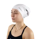 Indigo Sports Шапочка для плавания силиконовая для длинных волос INDIGO XL, Белый — фото 4