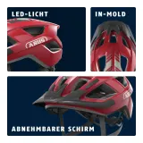 Шлем велосипедный ABUS Aduro 3.0 LED красный — фото 4