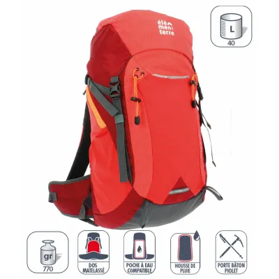 Elementerre Talca 40 л рюкзак туристический, красный, бирюзовый, 40 l, Красный
