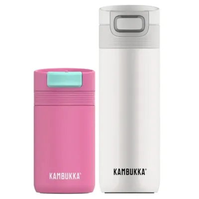 Набор термокружек Kambukka Milkshake: Cabo Pink 300 мл и Etna Milky White 500 мл