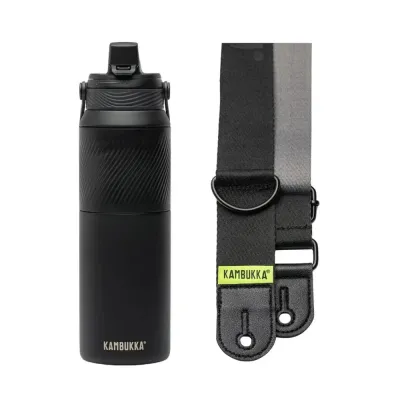 Термобутылка Kambukka Dupla Insulated 1000 мл с ремнём на плечо, набор Charcoal Strap