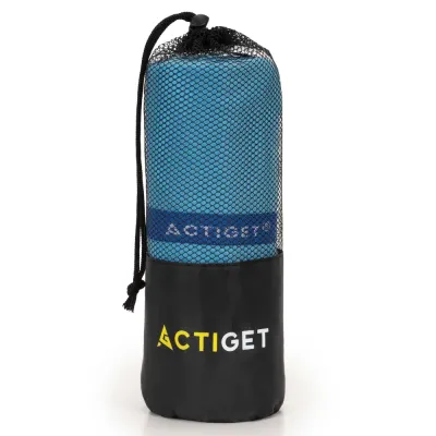 Полотенце быстросохнущее спортивное Actiget 180x100 см, для бассейна и пляжа, микрофибра, синее