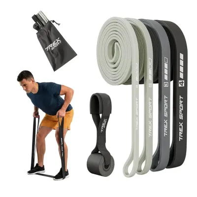 Набор из 4 резинок Trex Sport Power Band с дверным креплением, сопротивление 2–41 кг