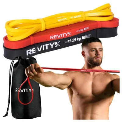 Набор резиновых лент для упражнений Revity Power Bands с аксессуарами, чёрный