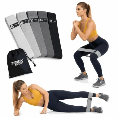 Набор из 5 тканевых мини-лент сопротивления Trex Sport Miniband 5–30 кг с сумкой
