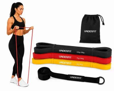 Набор резиновых лент для подтягиваний UNDERFIT Power Band, 3 шт., с креплением для двери