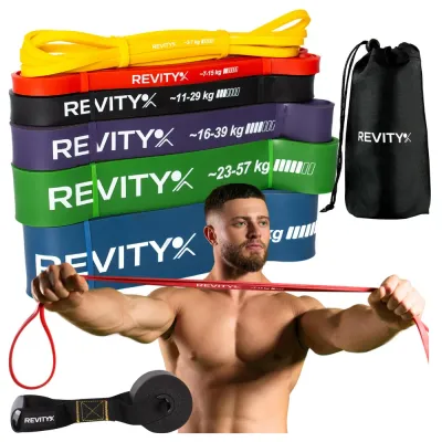 Набор резиновых лент для упражнений Revity Power Bands с аксессуарами, синий