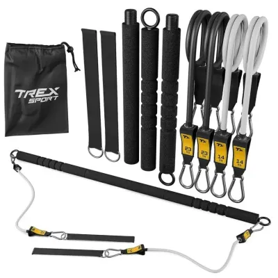 Палка с эспандерами Trex Sport TX-023TS, резинки 14 и 23 кг, сопротивление до 37 кг